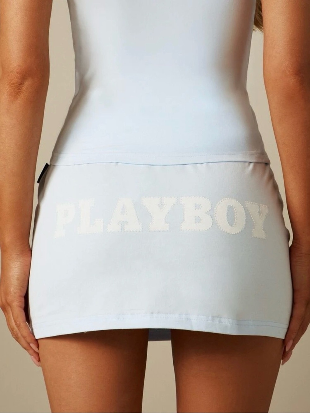 PLAYBOY Pale Blue Logo Mini Skirt